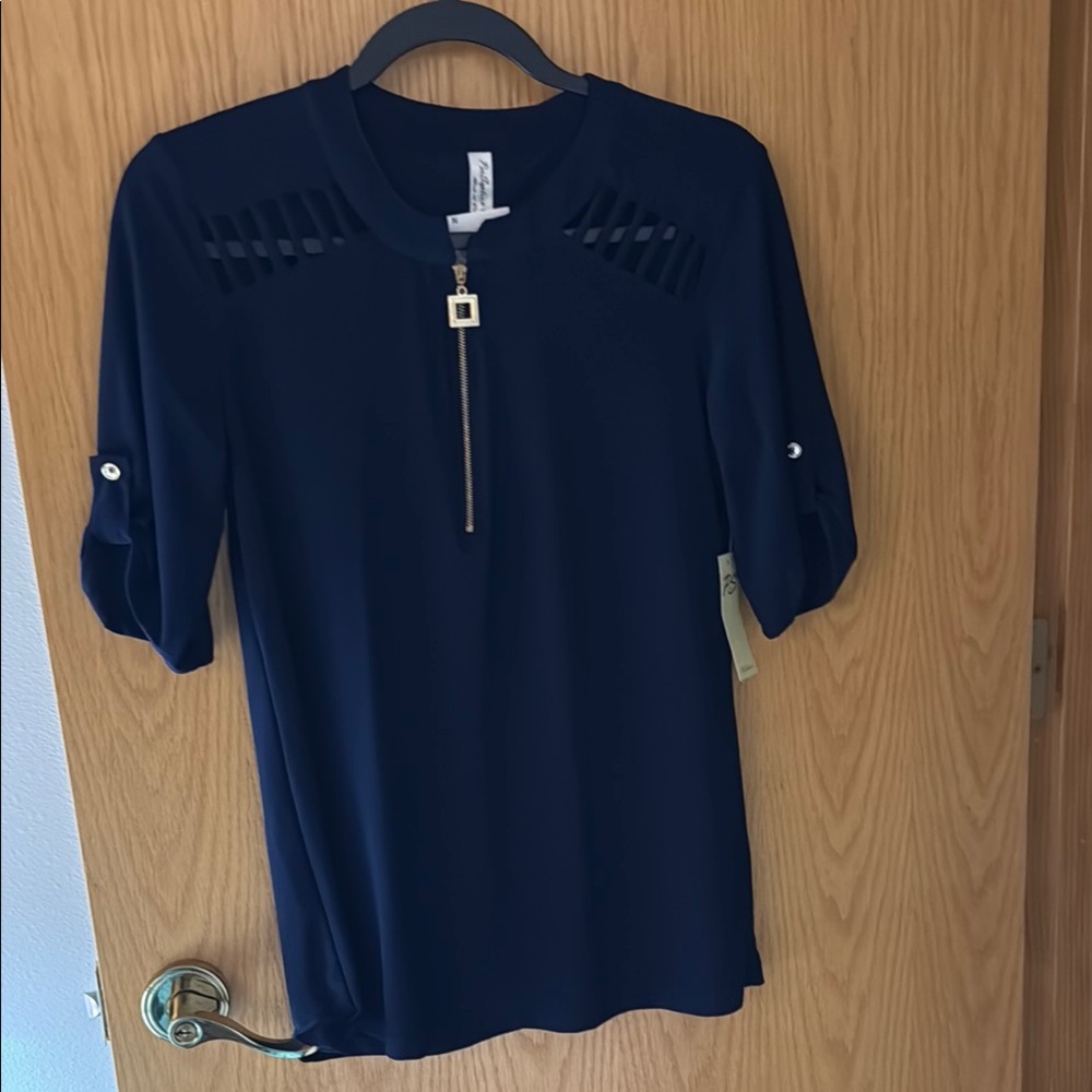 Per Seption Navy Blue Women's Top